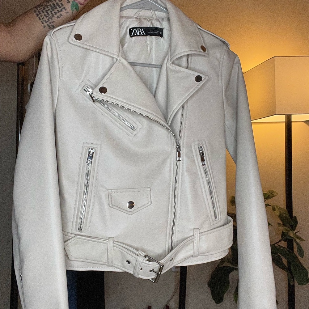 Zara Faux Leather Jacket in Blush Pink